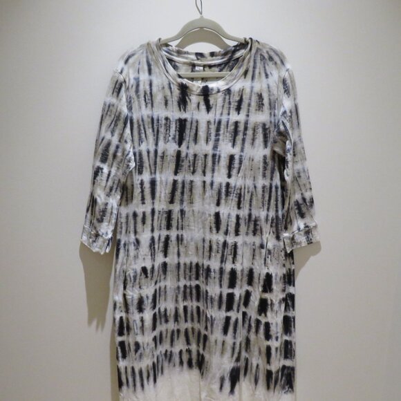 GILDA MIDANI Maria Maxi Dress in Black White Tie Dye Lagenlook Artsy Boho NWT - Picture 4 of 16